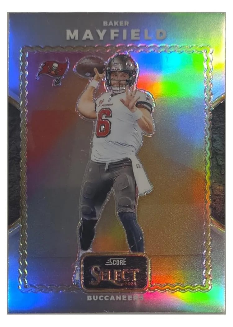 2024 Panini Select Score Select Throwback Baker Mayfield Silver Prizm #10 card