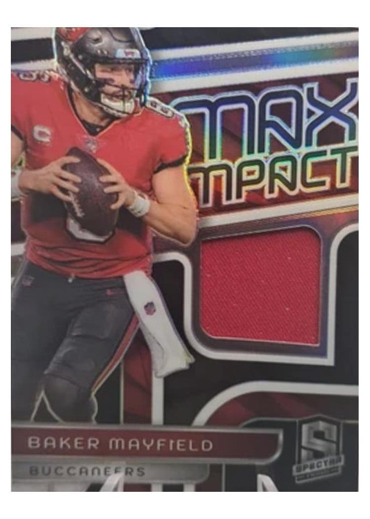 2024 Panini Spectra Max Impact Relics Baker Mayfield #MI-BMD card