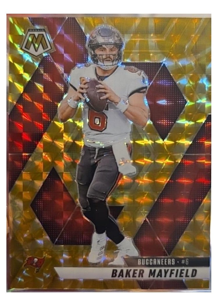 2025 Panini Mosaic Base Set Baker Mayfield Reactive Yellow #82 card