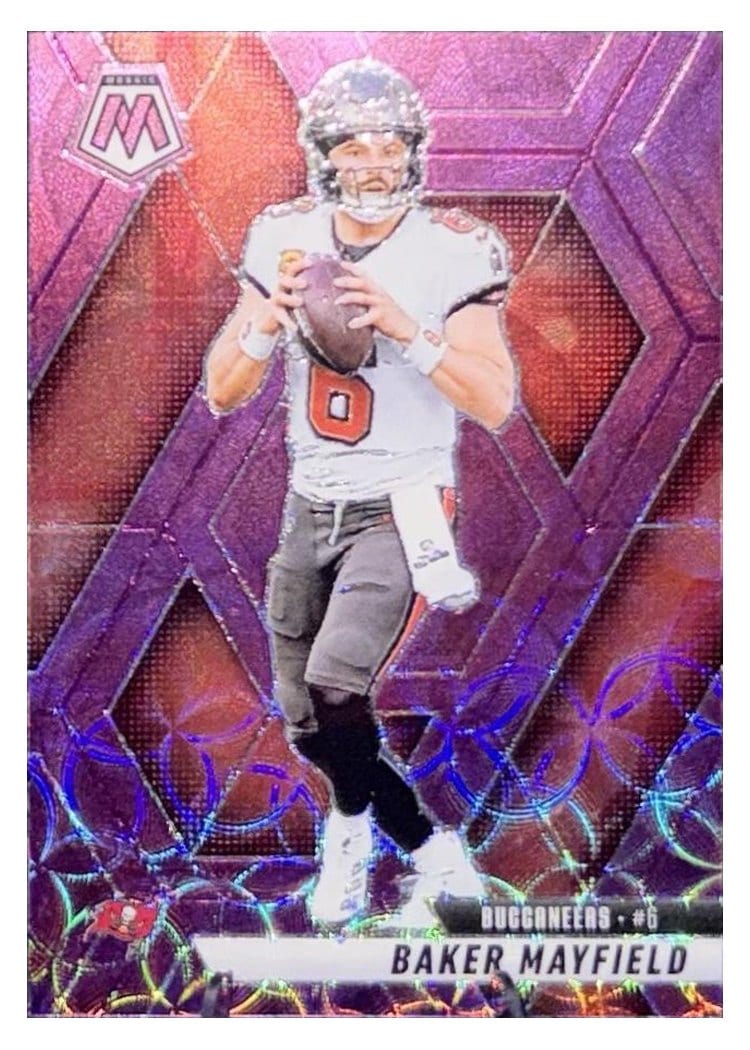 2025 Panini Mosaic Base Set Baker Mayfield Purple Scope #82 card