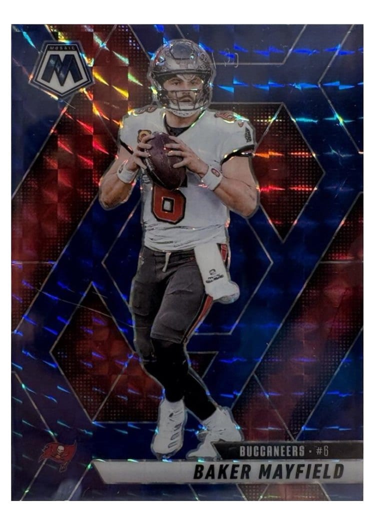 2025 Panini Mosaic Base Set Baker Mayfield Blue #82 card