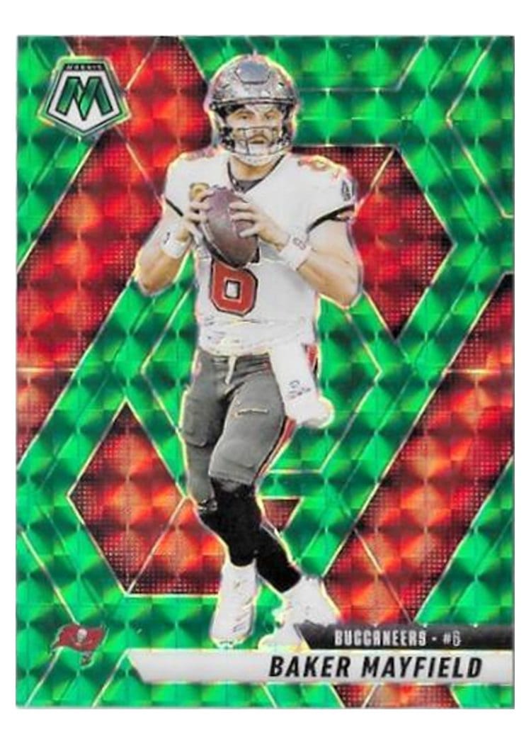 2025 Panini Mosaic Base Set Baker Mayfield Green Sparkle #82 card