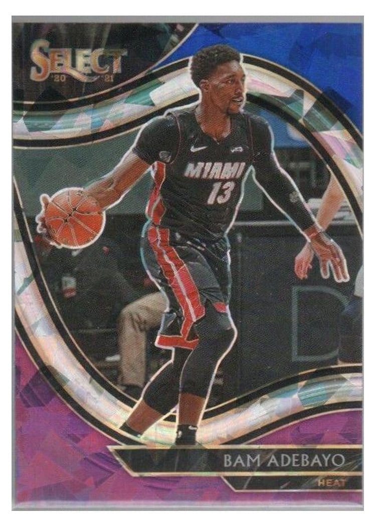 2020-21 Panini Select Base Set Bam Adebayo Blue White Purple Ice #211 card