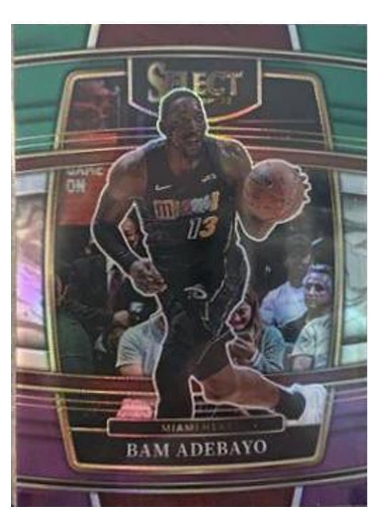 2021-22 Panini Select Base Set Bam Adebayo Green White Purple Prizm #59 card