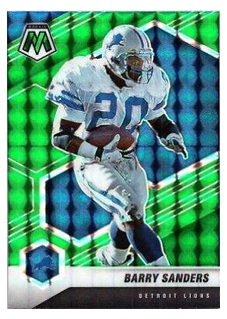 2021 Panini Mosaic Base Set Barry Sanders Green Fluorescent #75 card