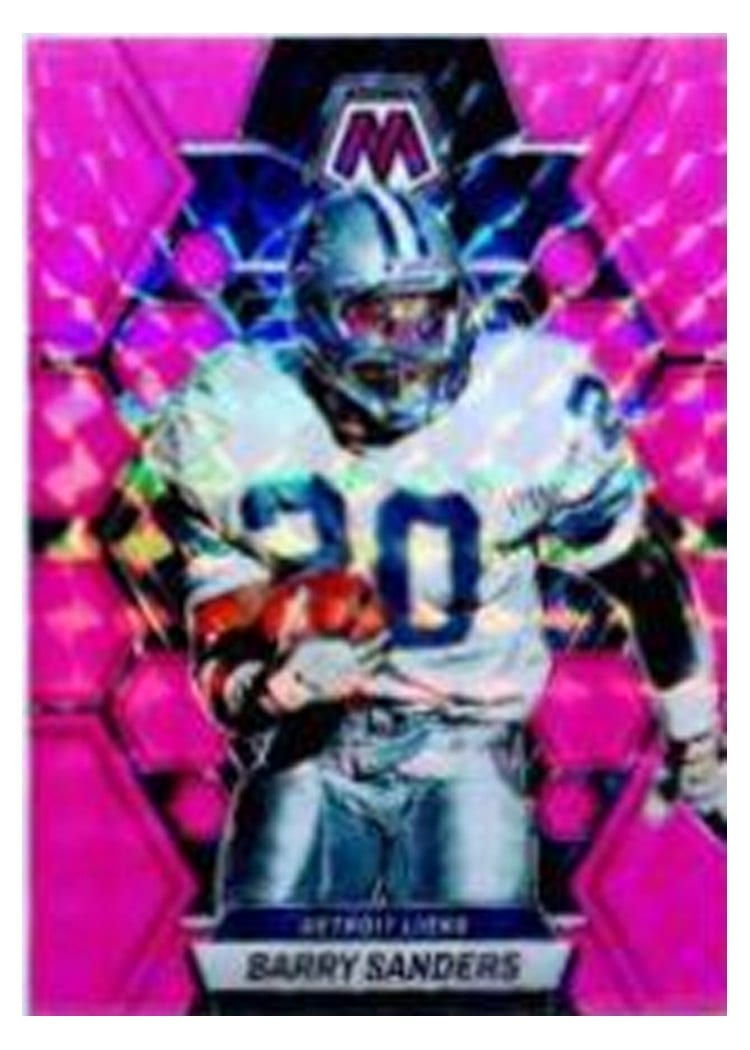 2023 Panini Mosaic Base Set Barry Sanders Pink Fluorescent #190 card