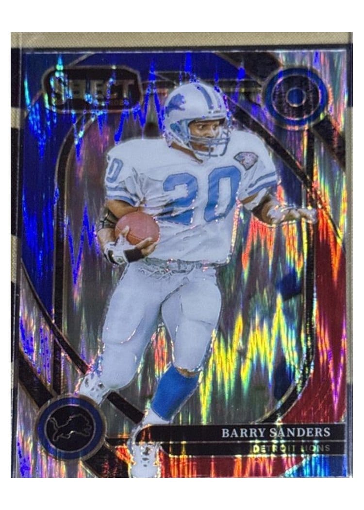 2024 Panini Select Base Set Barry Sanders Red Blue Prizm Shock #208 card