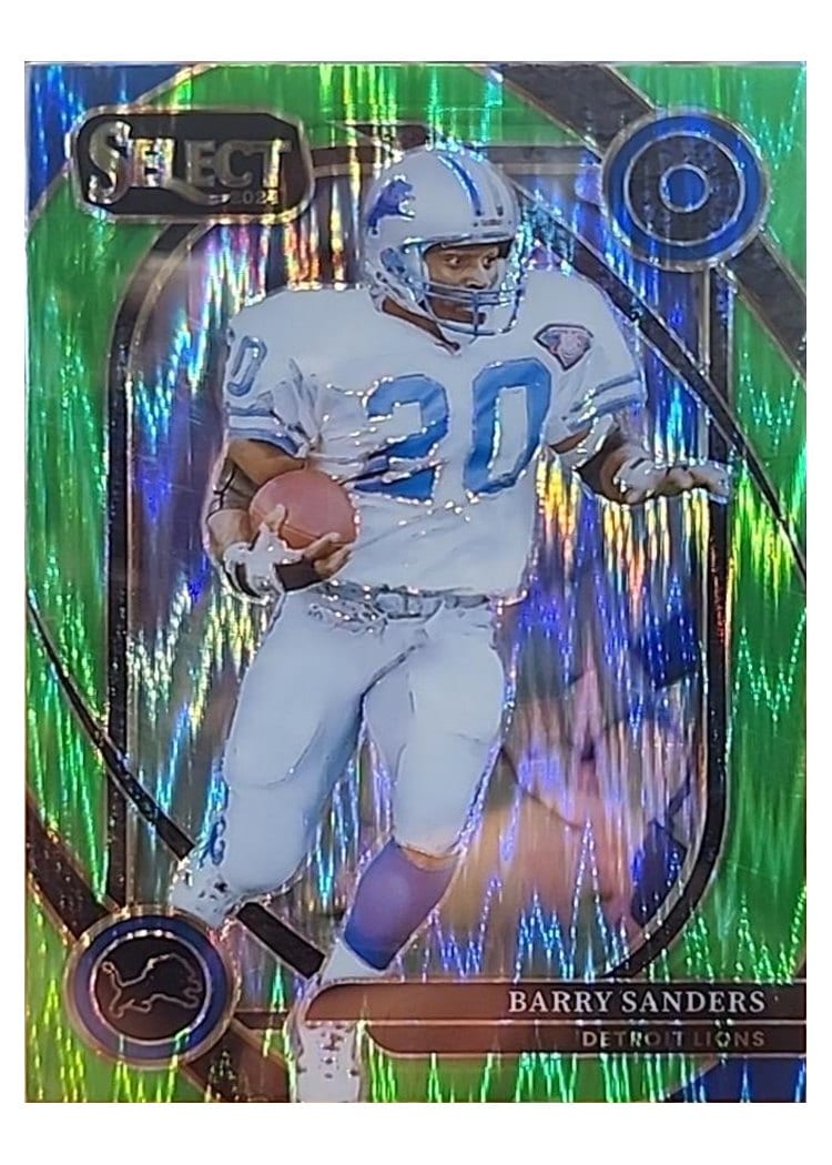 2024 Panini Select Base Set Barry Sanders Neon Green Prizm Shock #208 card