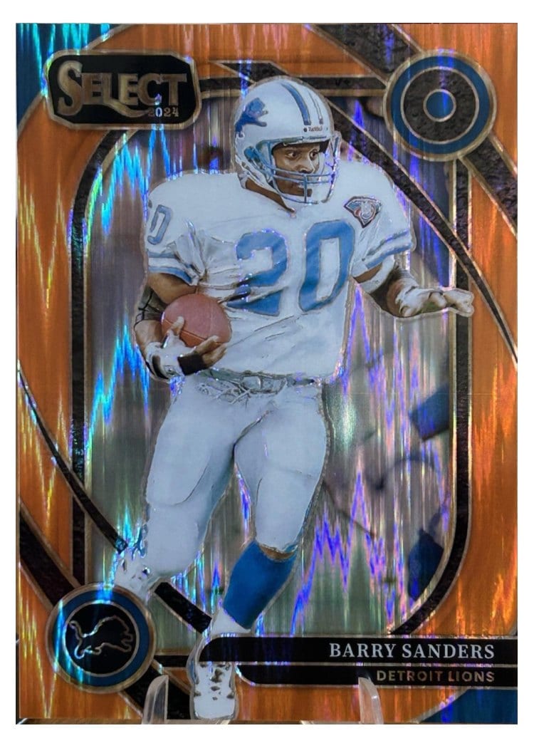 2024 Panini Select Base Set Barry Sanders Orange Prizm Shock #208 card