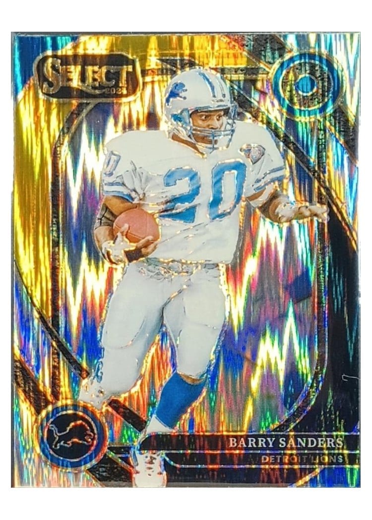 2024 Panini Select Base Set Barry Sanders Black Prizm Shock #208 card