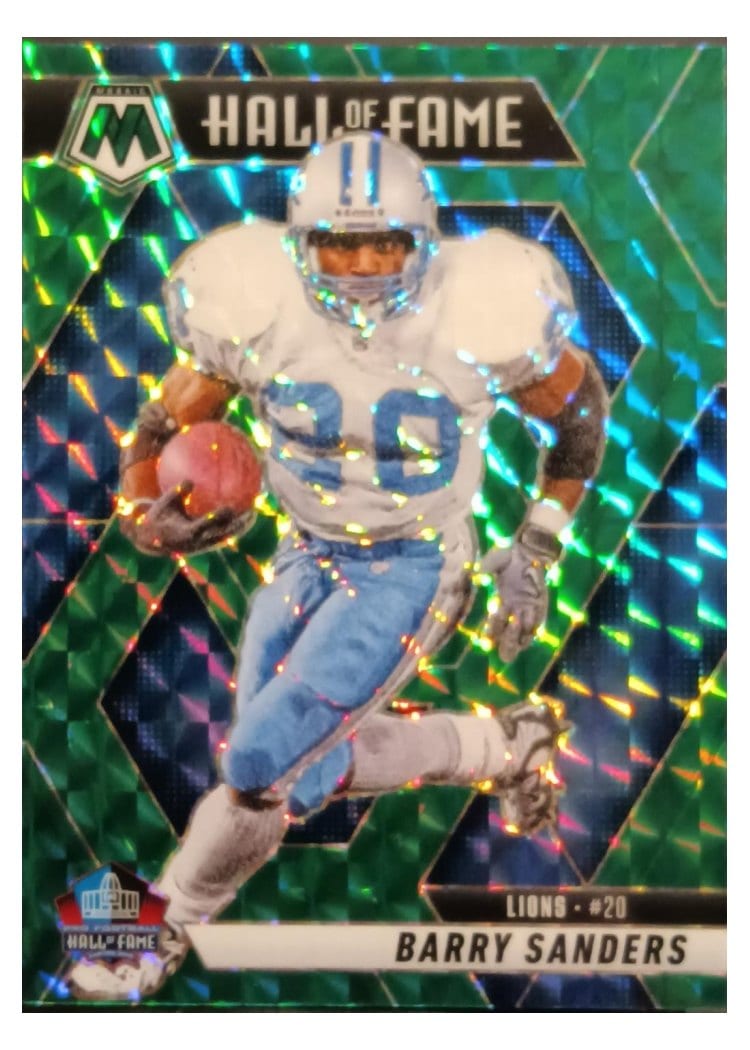 2025 Panini Mosaic Base Set Barry Sanders Green Sparkle #291 card