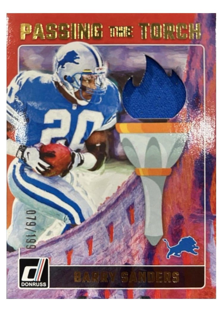 2024 Donruss Passing the Torch Barry Sanders / Jahmyr Gibbs #PTT-LIO card
