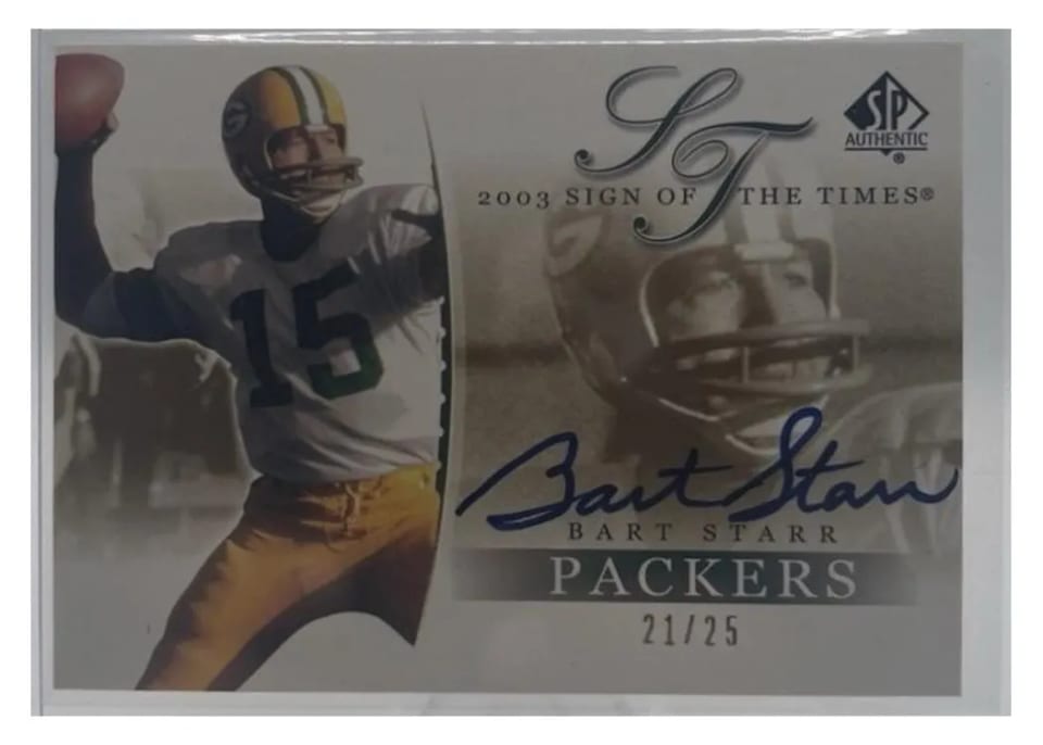 2003 SP Authentic Sign of the Times Bart Starr #BS card