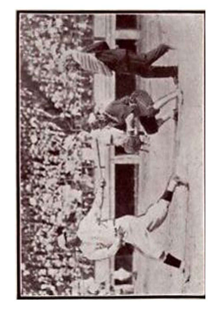 1913 National Game Batter Swinging, Looking Back card