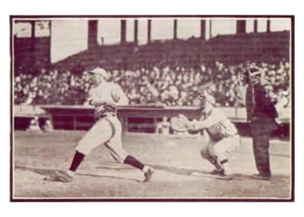 1913 National Game Batter Swinging, Looking Forward card