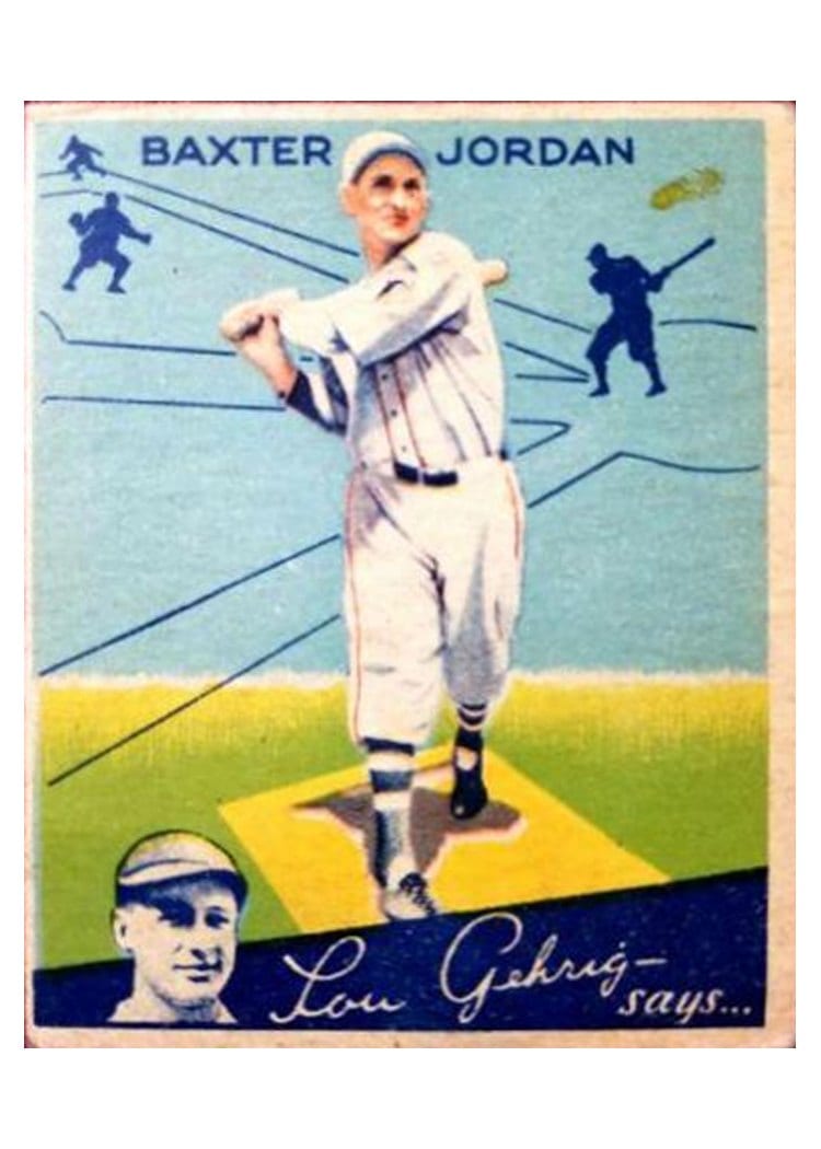 1934 World Wide Gum Baxter Jordan #75 card