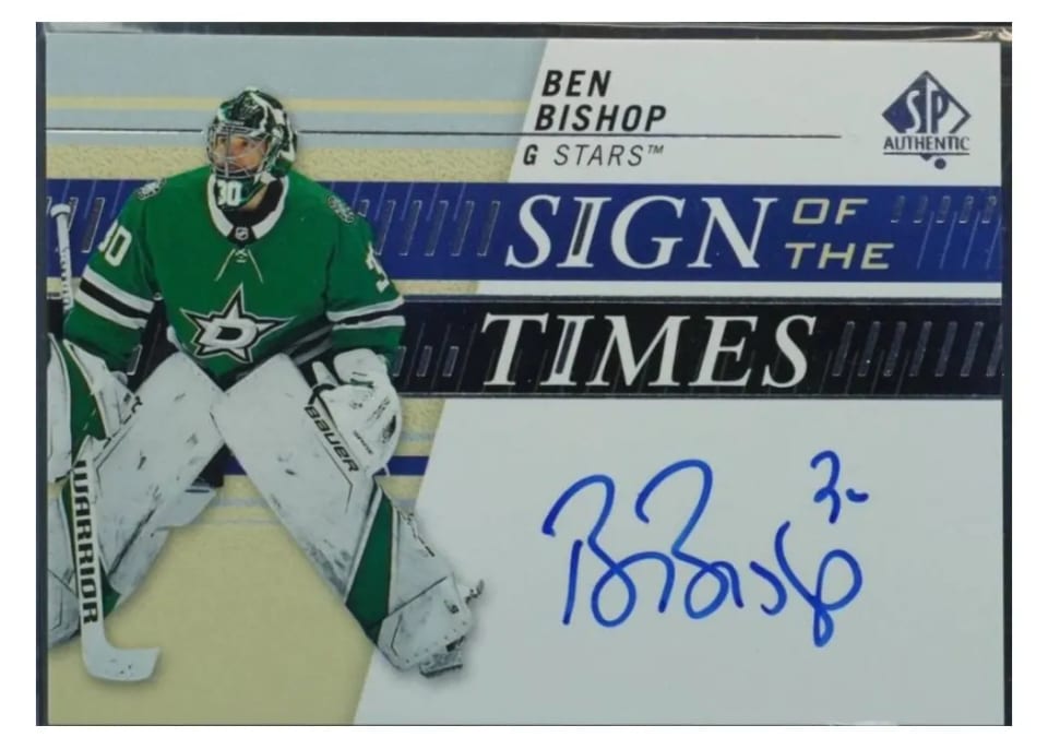 2019-20 SP Authentic Sign of the Times Ben Bishop #SOTT-BB card