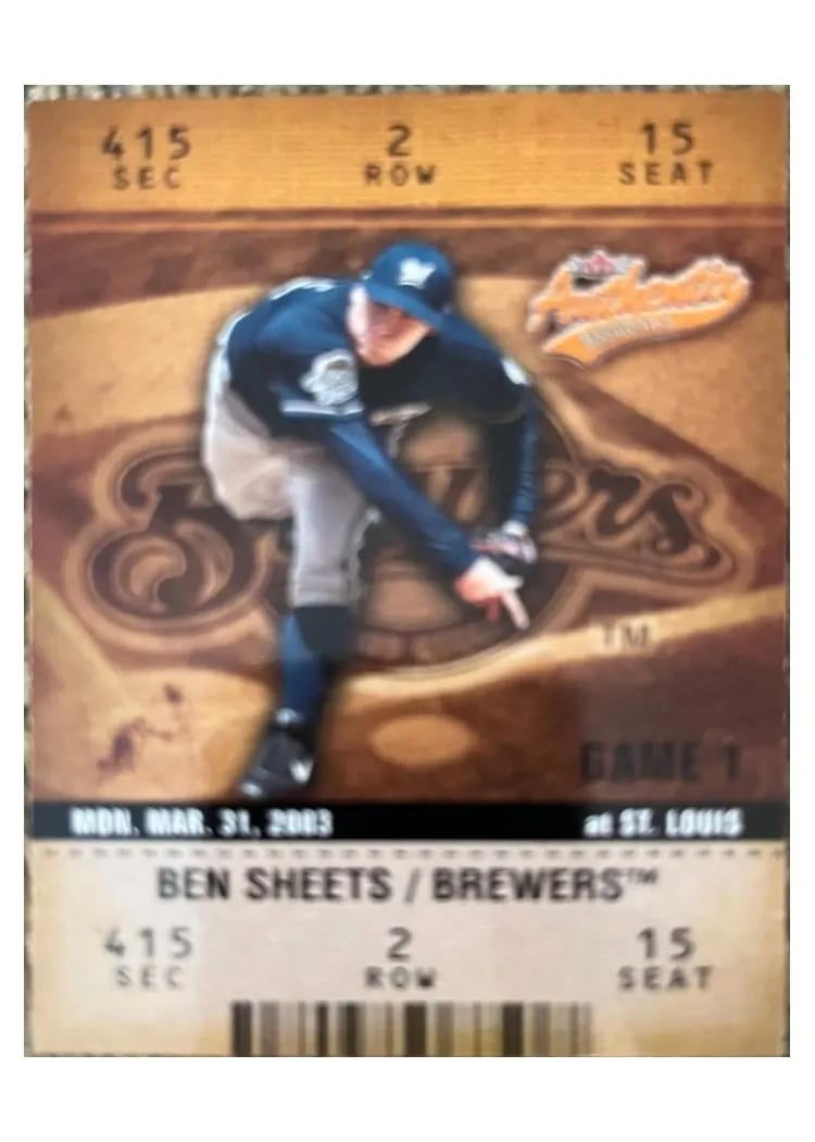 2003 Fleer Authentix Ben Sheets #43 card