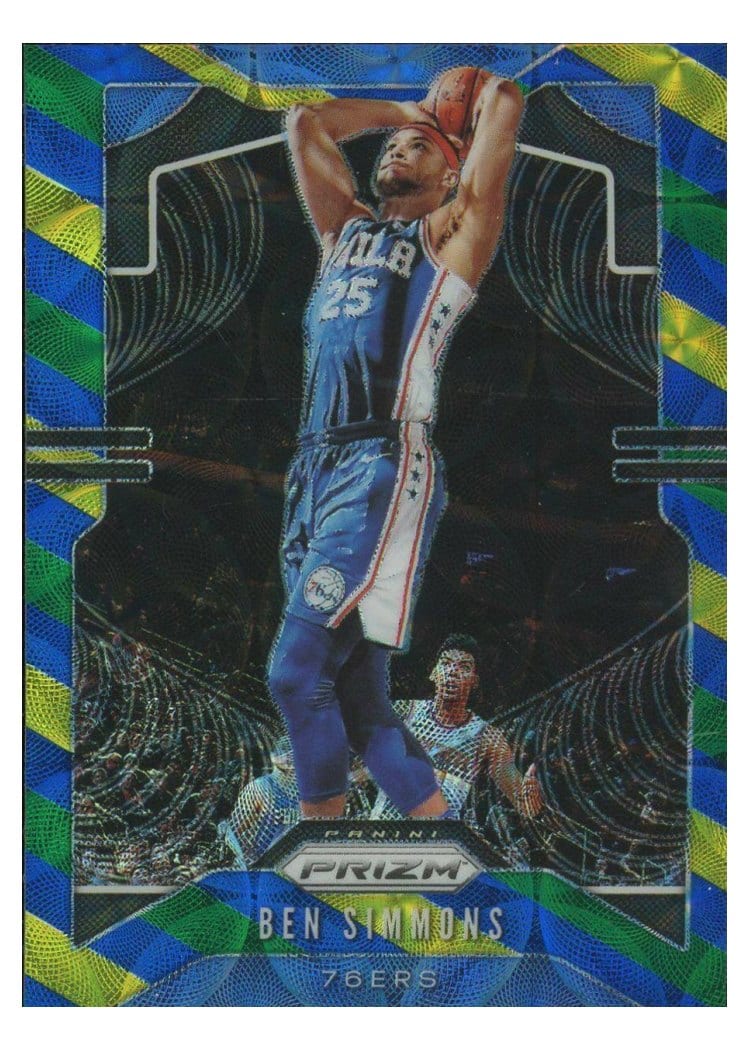 2019-20 Panini Prizm Base Set Ben Simmons Blue, Yellow, and Green Choice Prizm #198 card