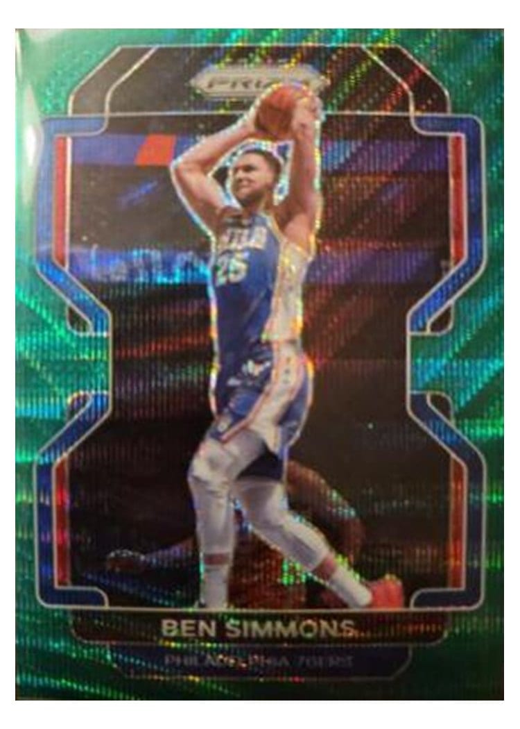 2021-22 Panini Prizm Base Set Ben Simmons Green Wave #199 card