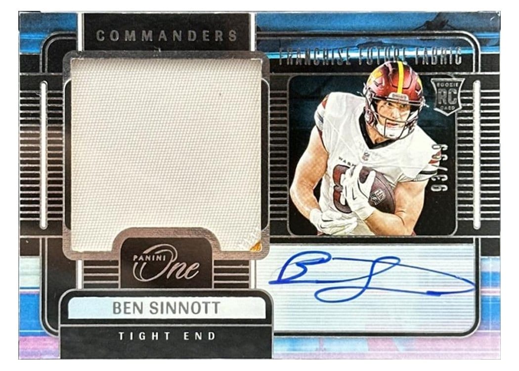 2024 Panini One Franchise Future Fabric Autographs Ben Sinnott #99 card