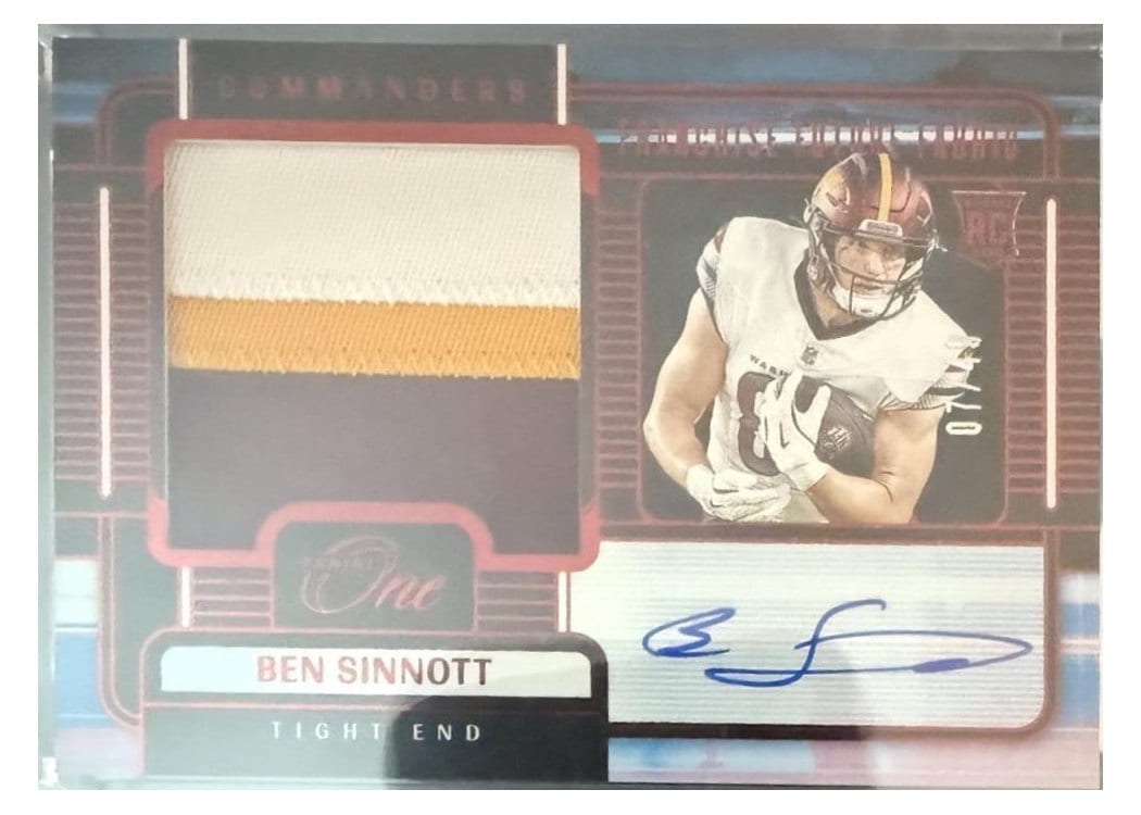 2024 Panini One Franchise Future Fabric Autographs Ben Sinnott #99 card