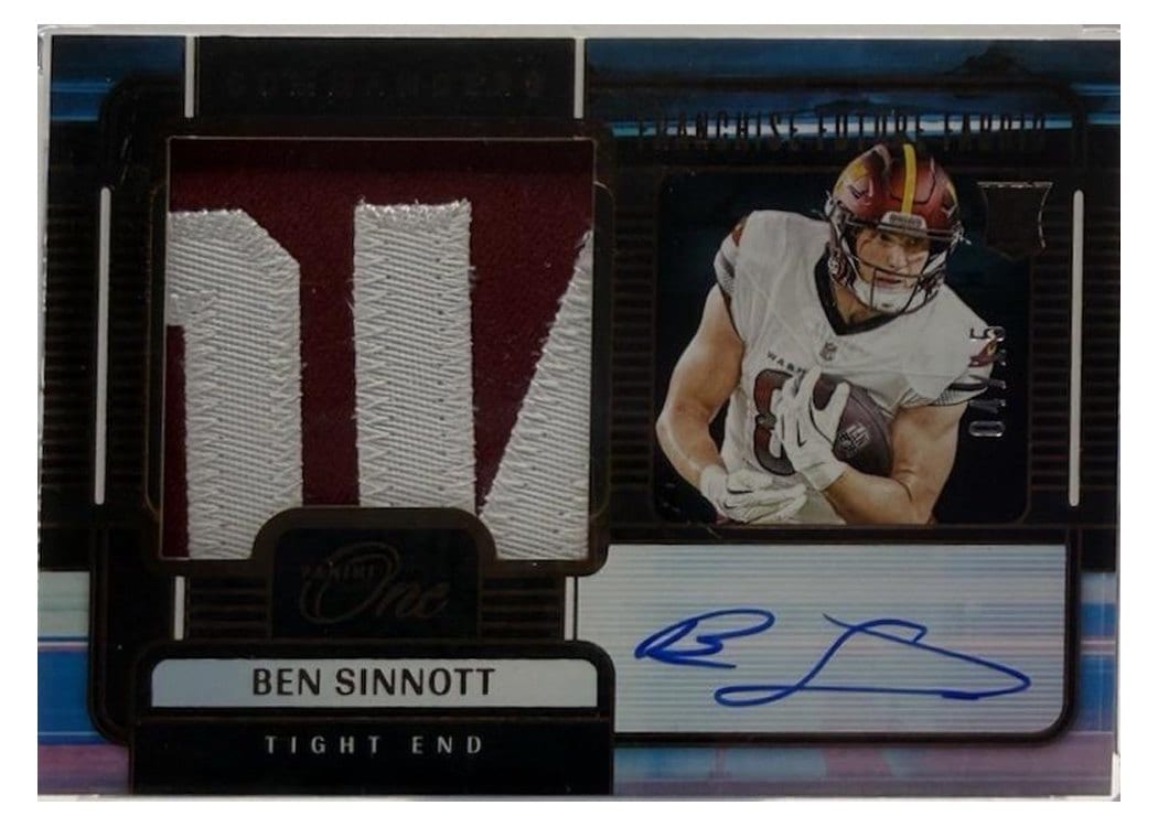 2024 Panini One Franchise Future Fabric Autographs Ben Sinnott #99 card