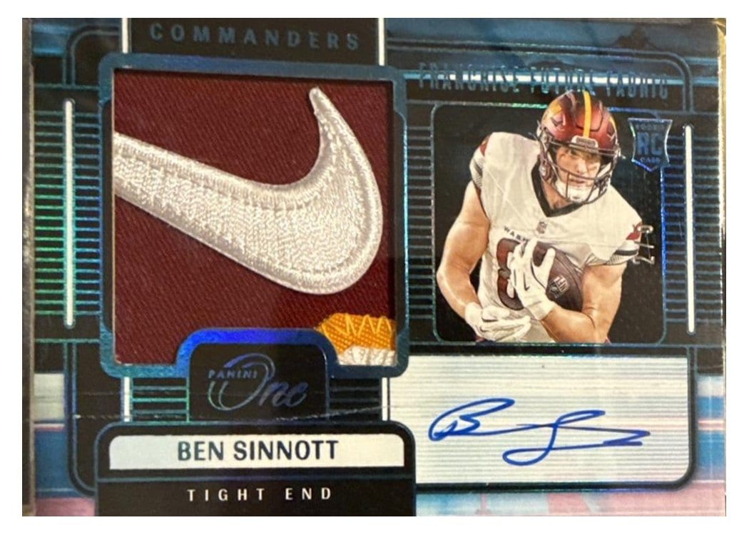2024 Panini One Franchise Future Fabric Autographs Ben Sinnott #99 card