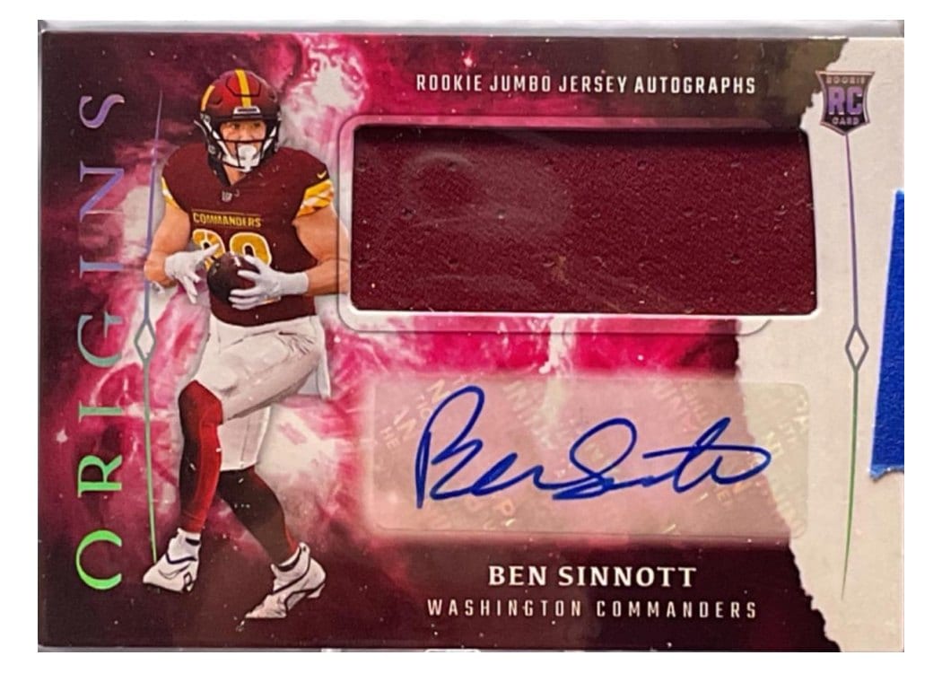 2024 Panini Origins Rookie Jumbo Jersey Autographs Ben Sinnott #RJA-BSI card