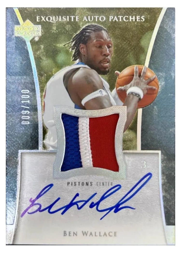 2004 Upper Deck Exquisite Collection Patch Autograph Ben Wallace Autograph #AP-BW card
