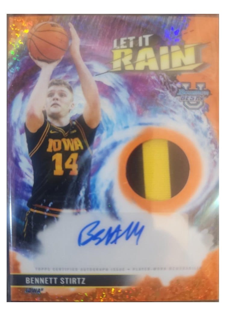 2025-26 Bowman University Best Let It Rain Relic Autographs Bennett Stirtz #LR-BZ card