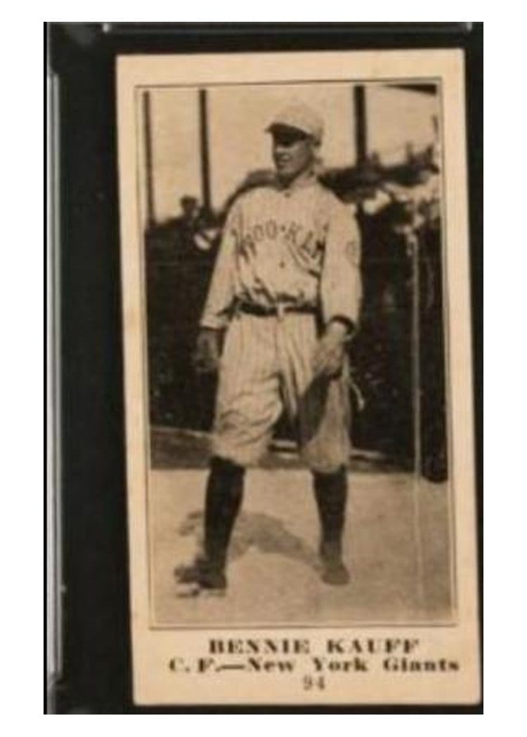 1916 M101 4 Sporting News Bennie Kauff Blank Back #94 card