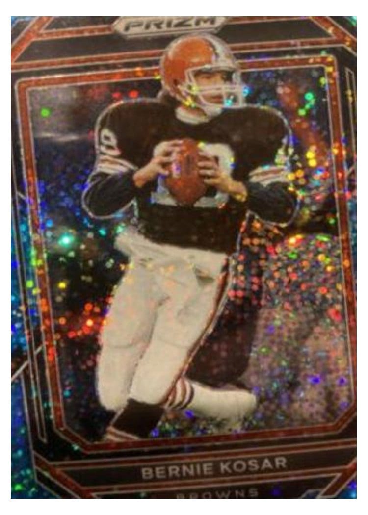 2022 Panini Prizm Base Set Bernie Kosar Blue Sparkle #74 card