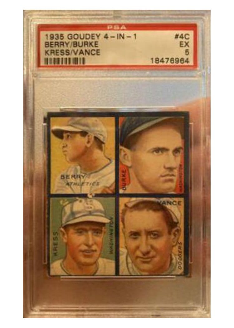 1935 Goudey 4 in 1 Berry, Burke, Kress, Vance #4C card