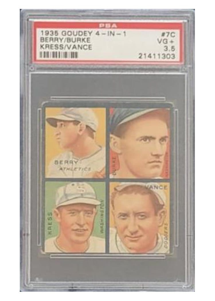 1935 Goudey 4 in 1 Berry, Burke, Kress, Vance #7C card