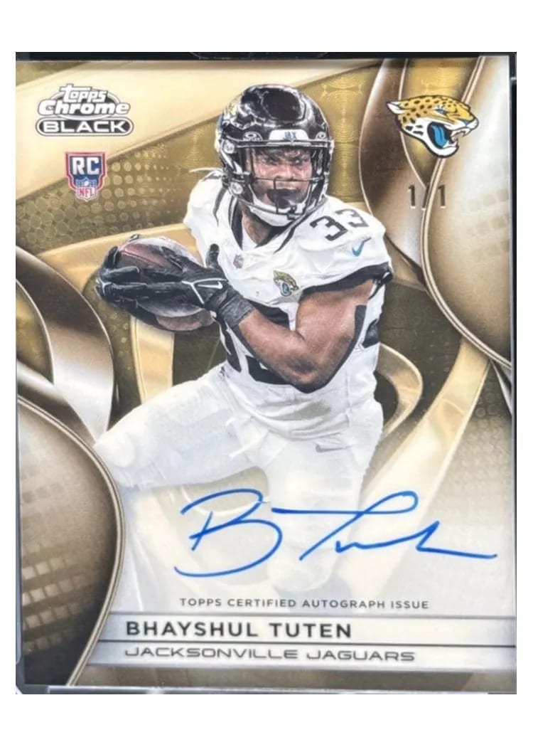 2025 Topps Chrome Black Rookie Autograph Bhayshul Tuten #RAU-BT card