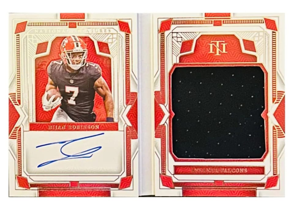Bijan Robinson 2023 Panini National Treasures Rookie First Edition Signatures Booklet card