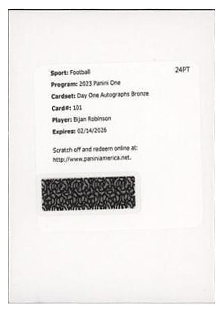 2023 Panini One Day One Autographs Bijan Robinson #101 card