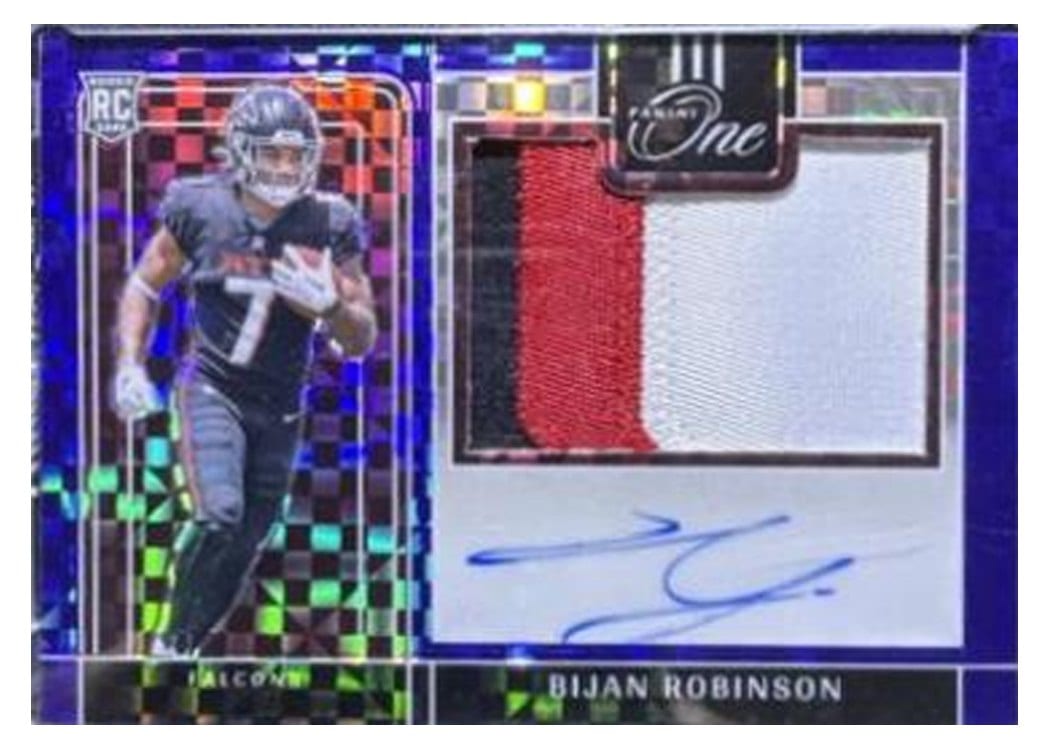 2023 Panini One Precision Rookie Patch Autographs Bijan Robinson #323 card