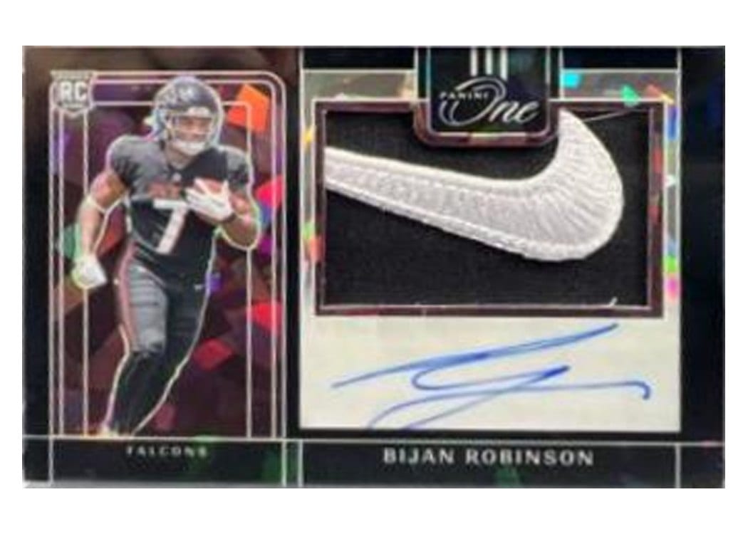 2023 Panini One Precision Rookie Patch Autographs Bijan Robinson #323 card
