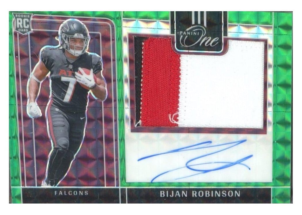 2023 Panini One Precision Rookie Patch Autographs Bijan Robinson #323 card