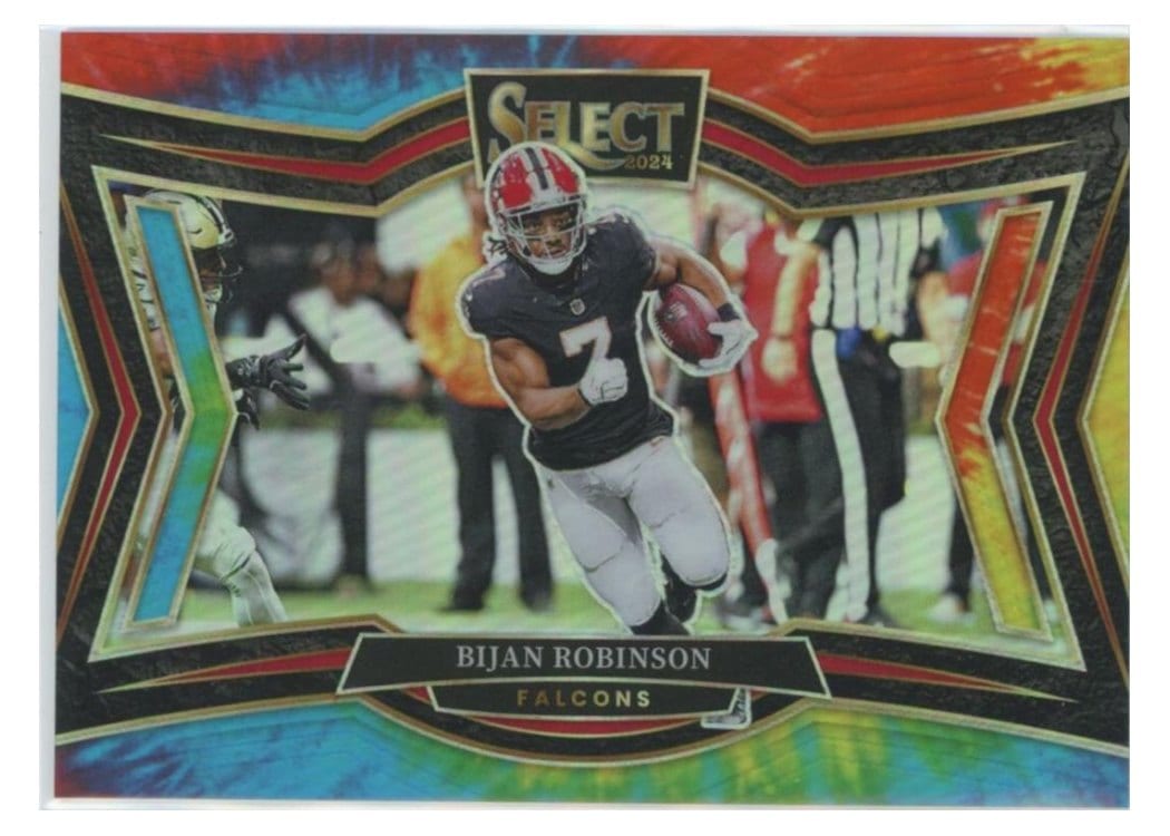 2024 Panini Select Base Set Bijan Robinson Tie-Dye Prizm #408 card