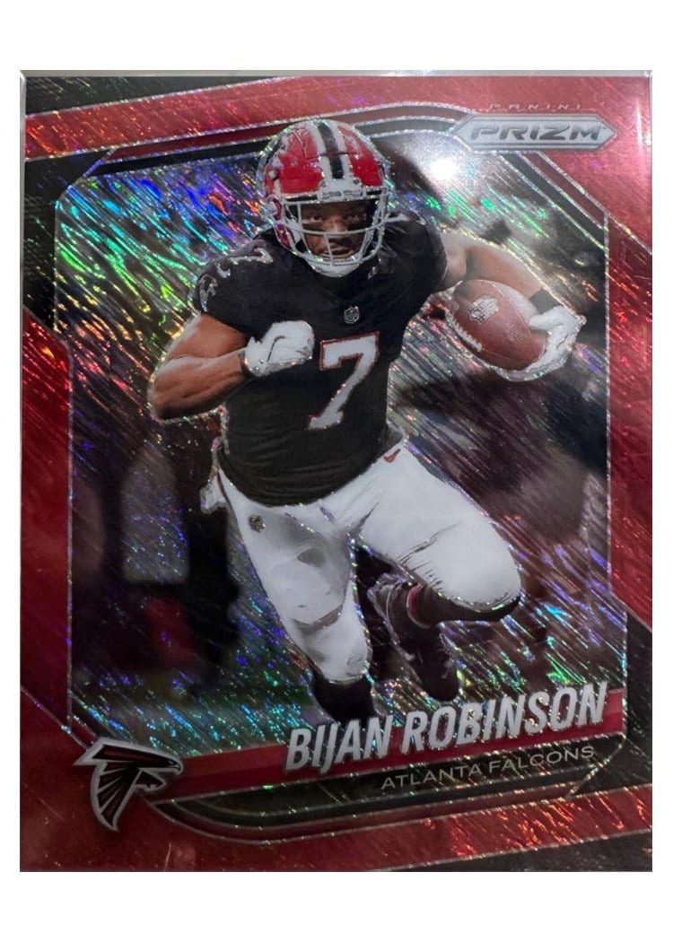 2025 Panini Prizm Base Set Bijan Robinson Red Shimmer #96 card
