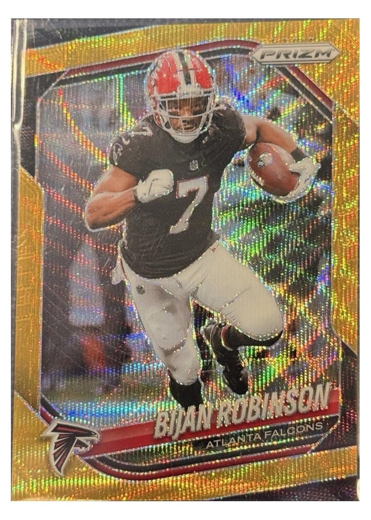 2025 Panini Prizm Base Set Bijan Robinson Gold Wave #96 card