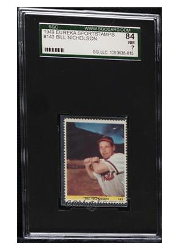 1949 Eureka Sportstamps Bill Nicholson #143 card