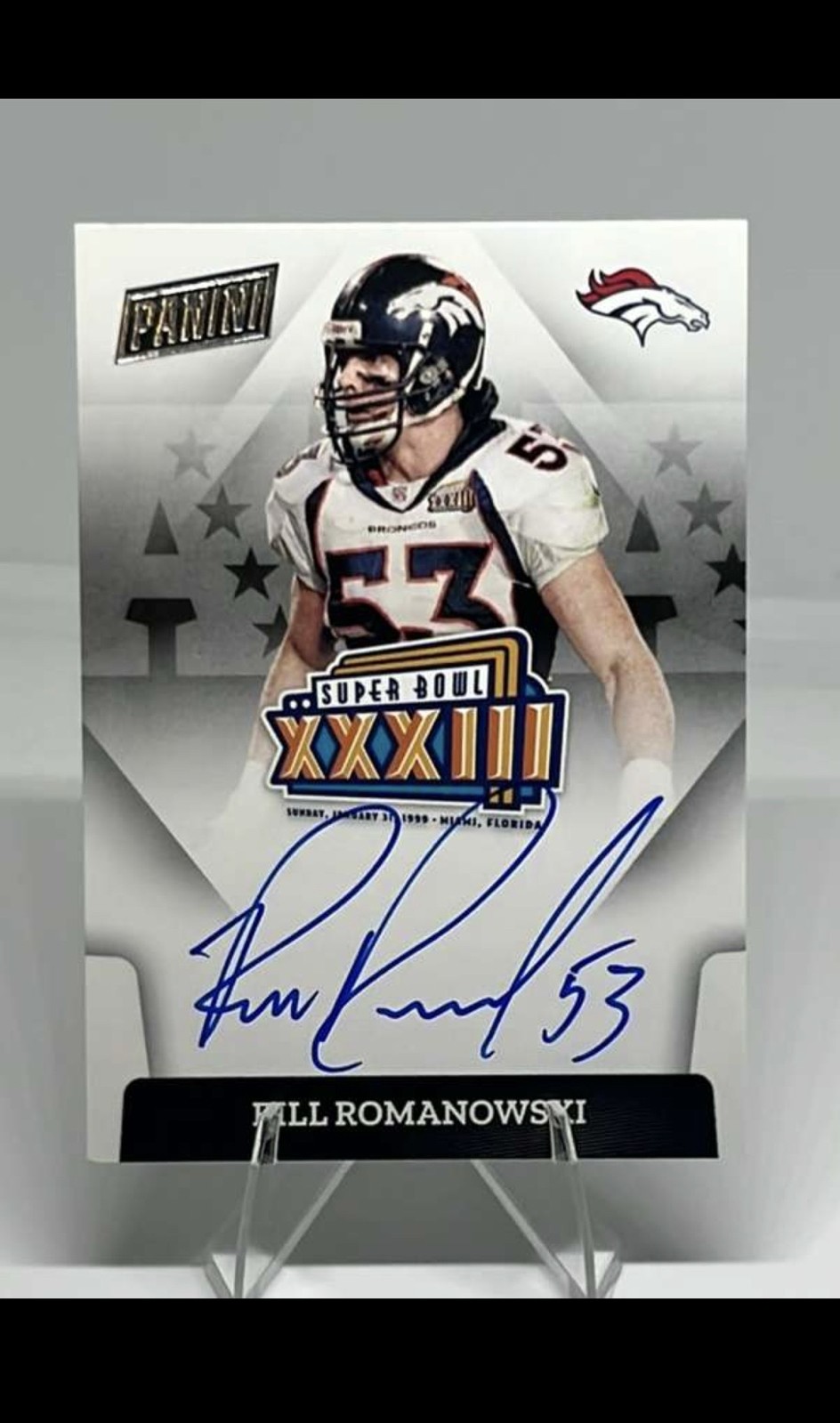 2022 Score Super Bowl Signatures Bill Romanowski #SBXXXIII-BR card