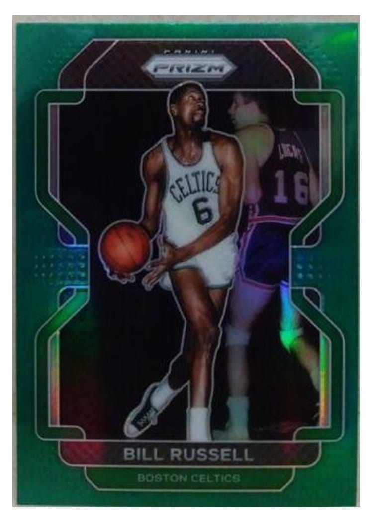 2021-22 Panini Prizm Base Set Bill Russell Green Wave #254 card