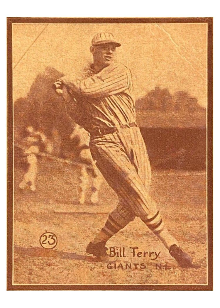 1931 W517 Bill Terry Hand Cut #23 card