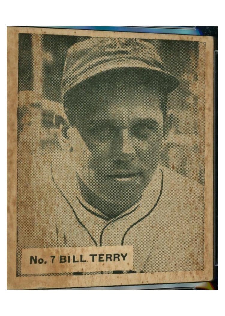 1936 World Wide Gum Bill Terry #7 card