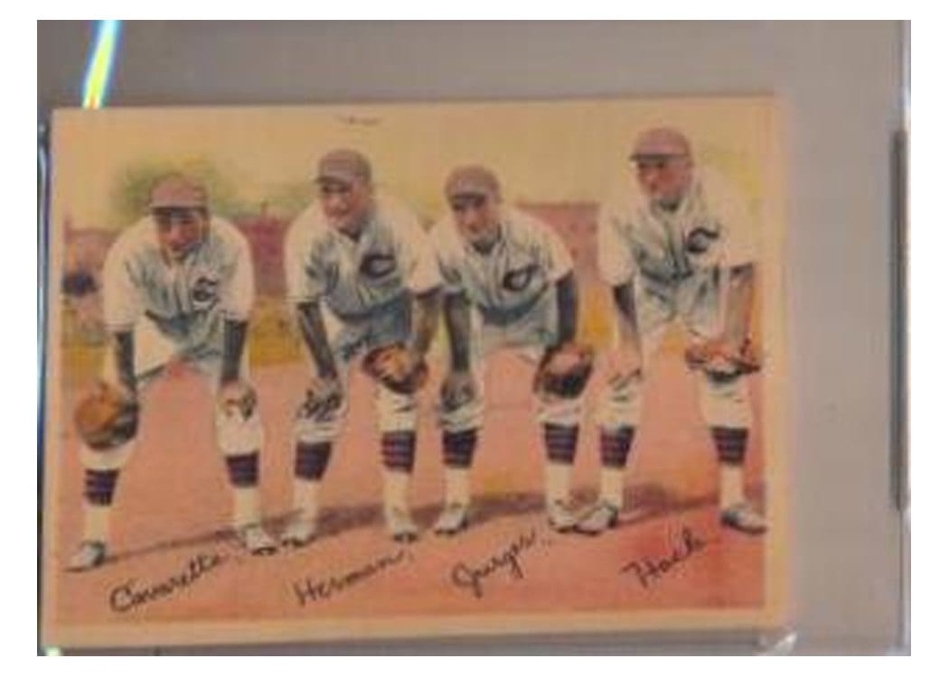 1936 R312 Billy Herman, Billy Jurges, Phil Cavaretta, Stan Hack card